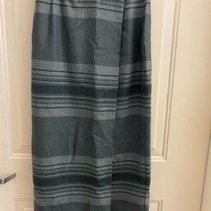 Lauren Ralph Lauren, 100% Wool, Long Striped Winter Skirt with Slit